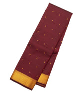 Maroon Handloom Kanchipuram Silk Saree With Kamalam Buttas