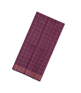 Burgundy Handloom Dupion Silk Saree With Checks & Printed Pallu-DS0596