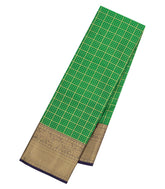 Green Woven Kanchipuram Silk Saree With Checks-KA14977