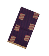 Dark Purple Handloom Organza Silk Saree With Stripes & Zari Buttas-SO4778