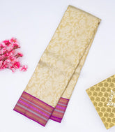 Cream Handloom Kanchipuram Korvai Tissue Silk Saree With Floral Motifs