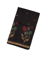 Black Handloom Uppada Silk Saree With Floral Motifs-UP0322
