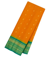 Mango Yellow Handloom Gadwal SICO Saree With Cotton Body & Silk Border-GA0408