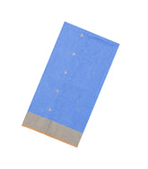 Light Blue Handloom Maheswari Silk Cotton Saree With Triangle Buttas-SC4922