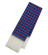 Blue & Maroon Handloom Korvai Kanchipuram Silk Saree With Checks-KA15958