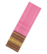 BubbleGum Pink Handloom Korvai Silk Pavadai & Maroon Blouse-PM2083