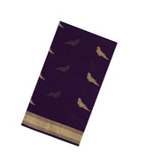 Dark Purple Handloom Silk Cotton Saree With Buttas-SC4332
