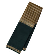 Dark Olive Handloom Kanchipuram Silk Saree With Zari Checks-KA15194