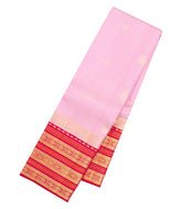Baby Pink Handloom Korvai Kanchipuram Silk Saree With Checks & Kanchipuram Butta Silk Sarees-KA16584