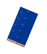 Blue Handloom Maheswari Silk Cotton Saree With Floral Buttas-SC4927