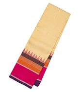 Cream Handloom Korvai Kanchipuram Silk Saree With Pink Border