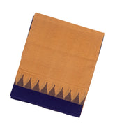 Sandal Handloom Orissa Cotton Saree With Contrast Purple Border