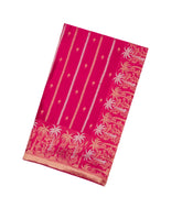 Hot Pink Woven Satin Crepe Saree With Zari Stripes-EN1629