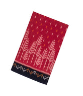 Red Handloom Orissa Cotton Saree With Tie & Dye Floral Motifs