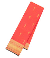 Red Woven Pure Silk Saree With Floral Zari Buttas-KA16898