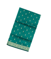 Cyan Woven Banarasi Silk Saree With Floral Motifs-BE1608