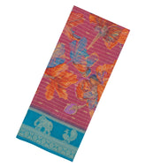 Peach Printed Synthetics Dola with Zari Stripes & Contrast Border-BL5147