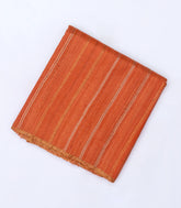 Orange Handloom Tussar Silk Saree With Embroidered Stripes