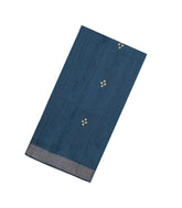 Navy Blue Handloom Dupion Silk Saree With Buttas & Printed Pallu-DS0548