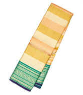 Multi Colour Handloom Kanchipuram Korvai Silk Saree With Stripes