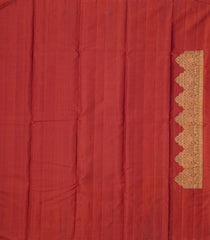 Rustic Brown Handloom Natural Dyed Chrysanthemum Silk Saree With Running Border-KA12627