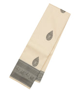 Off White Handloom Kanchipuram Silk Saree With Silk Thread Work Buttas-KA14038