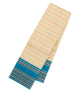 Cream Handloom Korvai Kanchipuram Silk Saree With Silk Stripes-KA16564