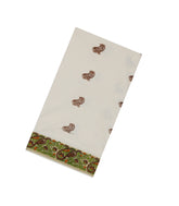 Off White Woven Kerala Cotton Saree With Printed Peacock Motifs-KEC1066