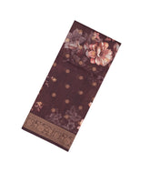 Dark Brown Printed Synthetic Dola Silk Saree With Zari Buttas & Border-SY0246