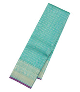 Cyan Handloom Kanchipuram Silk Saree With Floral Zari Motifs-KA13654