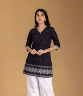 Black & White Short Kurthi Top-KR0851