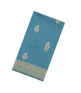 Steel Blue Woven Art Dupion Saree With Floral Motifs-BL4741