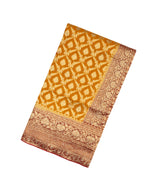 Mustard Woven Banaras Khadi Georgette Saree With Floral Jaal Motifs-BE1235