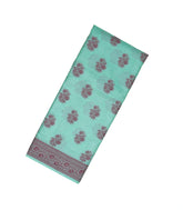 Turquoise Woven Tussar Silk Saree With Floral Motifs-TU2962