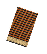 Rust & Black Handloom Soft Silk Cotton Saree With Veldhari Stripes-SC4254
