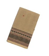 Taupe Handloom Kanchi Cotton Saree With Coin Buttas