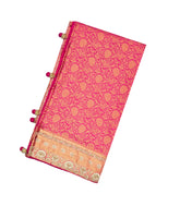 Pink Handloom Silk Saree With Floral Motifs & Embroidered Border-EN1632