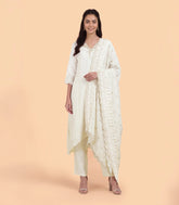Cream Gold Paisley Embroidered Kurta Set-RC5734