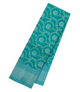 Sea Green Handloom Kanchipuram Silk Saree With Meena Floral Motifs-KA15727