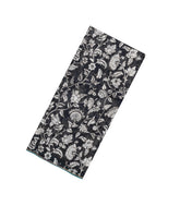 Black Handloom Linen Saree With Printed White Floral Motifs-LI0782