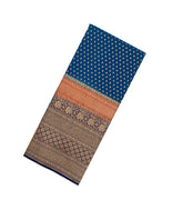 Blue Handloom Banarasi Khadi Georgette Silk Saree With Floral Motifs-BE1592