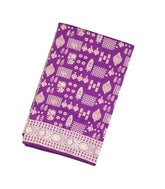 Purple Handloom Banarasi Silk Saree With Floral Motifs-BE1306