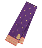 Dark Purple Handloom Kanchipuram Silk Saree With Zari Motifs-KA16736