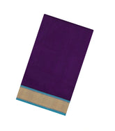 Purple Handloom Silk Cotton Saree With Contrast Border-SC4487
