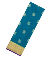 Cyan Woven Mysore Silk Saree With Buttas & Contrast Border-MS3497