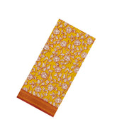 Yellow Printed Kalamkari Cotton Saree With Zari Border-KAL1207