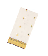 Off White Handloom Kerala Cotton Saree With Meena Buttas-KEC1049