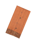 Rust Printed Synthetic Dupion Saree With Floral Motifs-BL6035