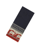 Black Printed Jaipur Cotton Saree With Printed ELephant Motifs-JC1924