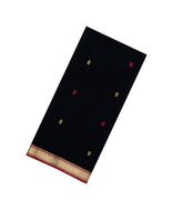 Black Handloom Maheswari Silk Cotton Saree With Buttas-SC4143
